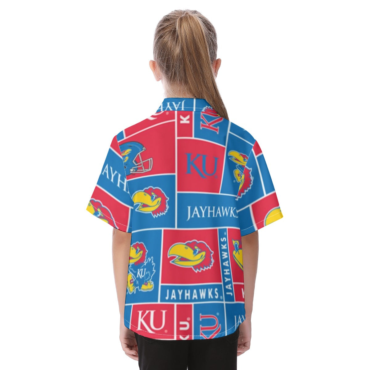 Kansas Jayhawks Kid's Hawaiian Vacation Shirt varsity sportswear product image 4.0
