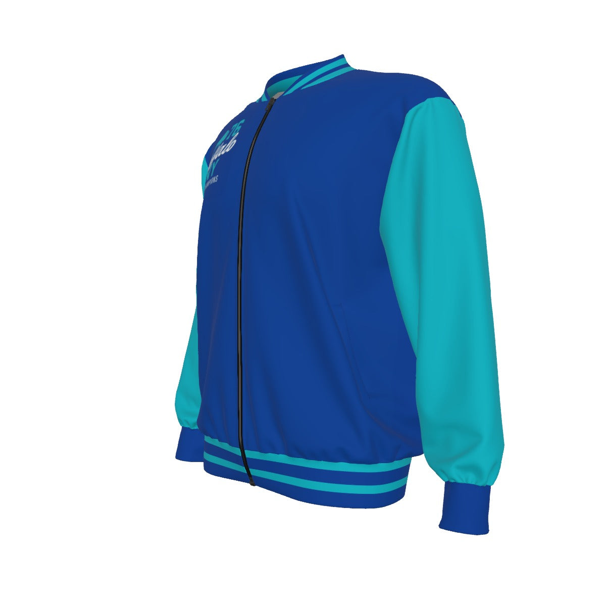 Blue and teal jacket on a white background