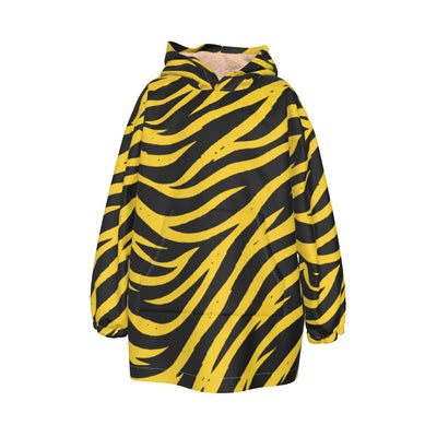 Pittsburgh Football Yellow Black Zebra Kid's Sherpa Fleece Hoodie Blanket – game day outfit, game day outfit, image 1.0