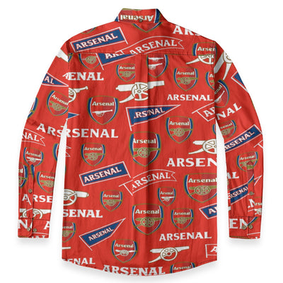 Arsenal FC Men's Casual Lapel Long Sleeve Shirt|125GSM Cotton