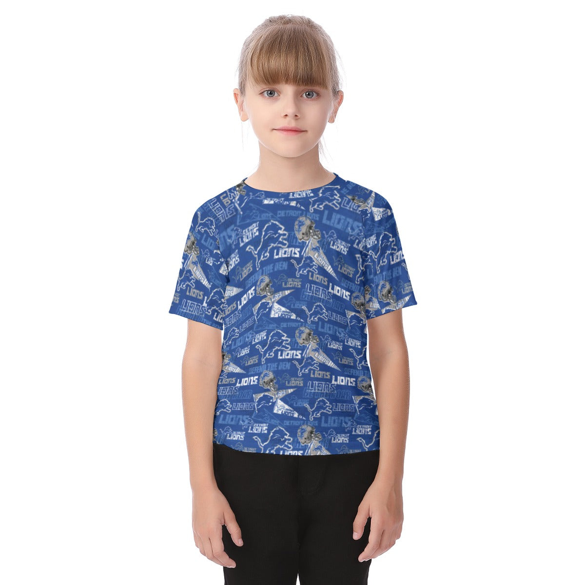 Detroit Lions  Kid's T-shirt blue silver football back view game day look