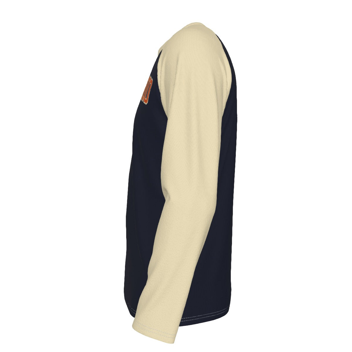 San Antonio Texas 1718 Navy Blue and Cream Long Sleeve Shirt Men Orange Varsity Raglan Tee