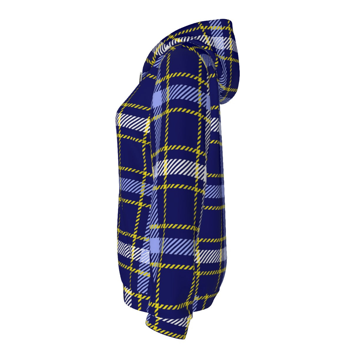 White Smoke Michigan Tartan Plaid Women’s Borg Fleece Hoodie With Half Zip – Maize and Blue Sherpa Ga