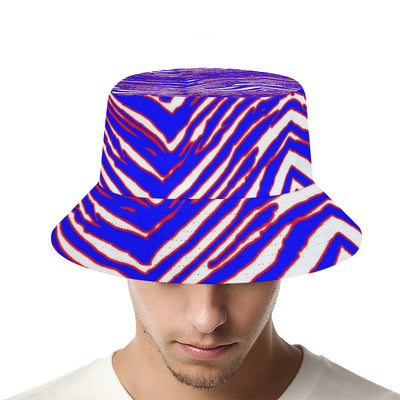 White Smoke Bucket Hat – Red Blue White Zebra Game Day Style