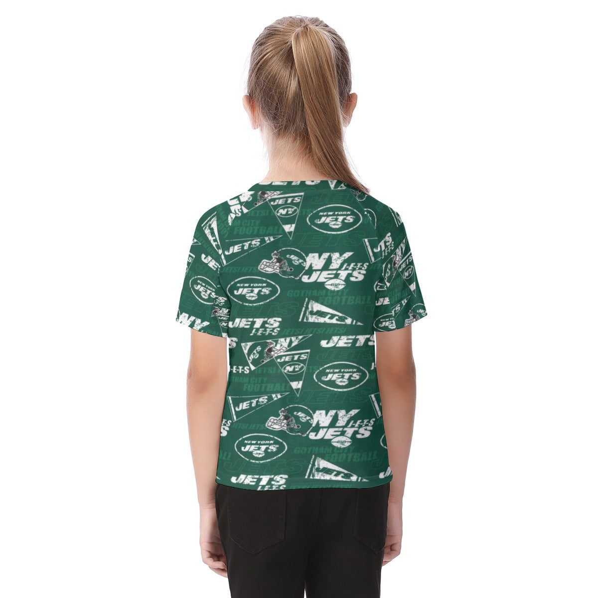 new-york-jets-kids-t-shirt green white football outfit side view