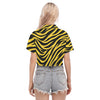 White Smoke Pittsburgh Football Yellow Black Zebra Women's Cropped Shirt