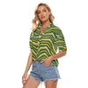 White Smoke Green Bay Football Yellow Green Women’s V-Neck Shirt – Game Day Streetwear