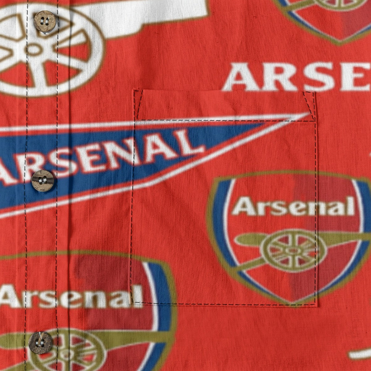 Arsenal FC Men's Casual Lapel Long Sleeve Shirt|125GSM Cotton