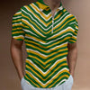 Green Bay Football Yellow Green Zebra Men’s Half Zip Polo Shirt Short Sleeve – Game Day Streetwear – casual fan outfit, lightweight game day shirt, image 1.0