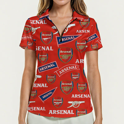 Arsenal Football Club Women's Zip Polo Shirt With Short Sleeve