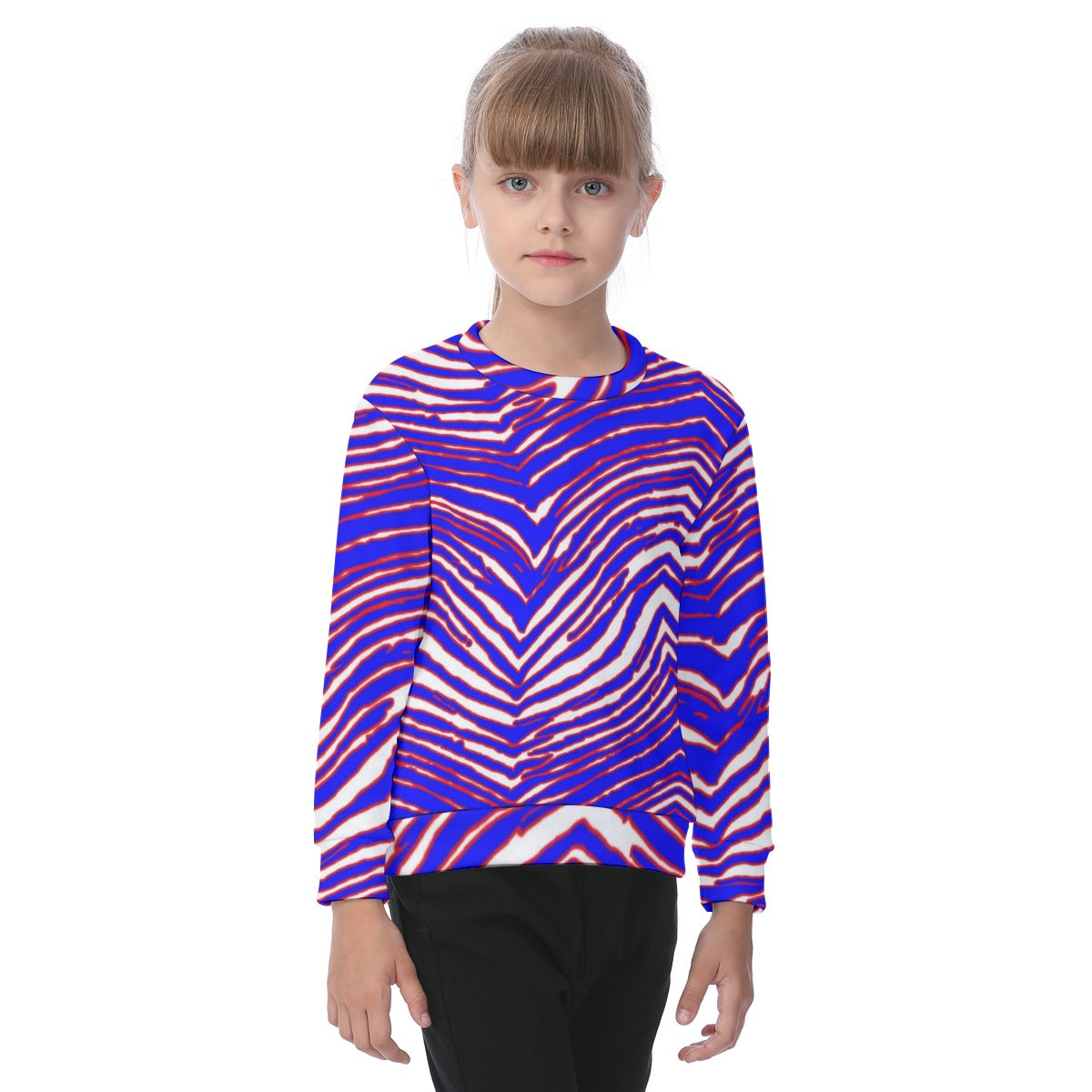 Buffalo Football Kid's Heavy Fleece Sweatshirt – Red Blue White Zebra Game Day Style