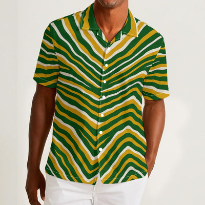 Green Bay football Men's Hawaiian Shirt With Button Closure |115GSM Cotton poplin – fan gear, breathable comfort wear, image 1.0