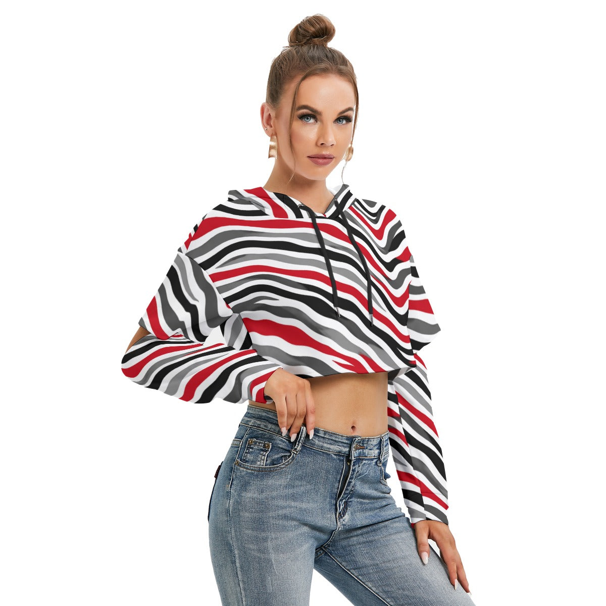 Ohio State Zubaz Women's Heavy Fleece Hoodie With Hollow Out Sleeve White game day varsity apparel