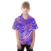 White Smoke Buffalo Footbal Kid's Hawaiian Vacation Shirt – Red Blue White Zebra Game Day Style