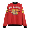 White Smoke San Francisco Bay 415 Red Football Style Bomber Jacket – Game Day Urban Streetwear