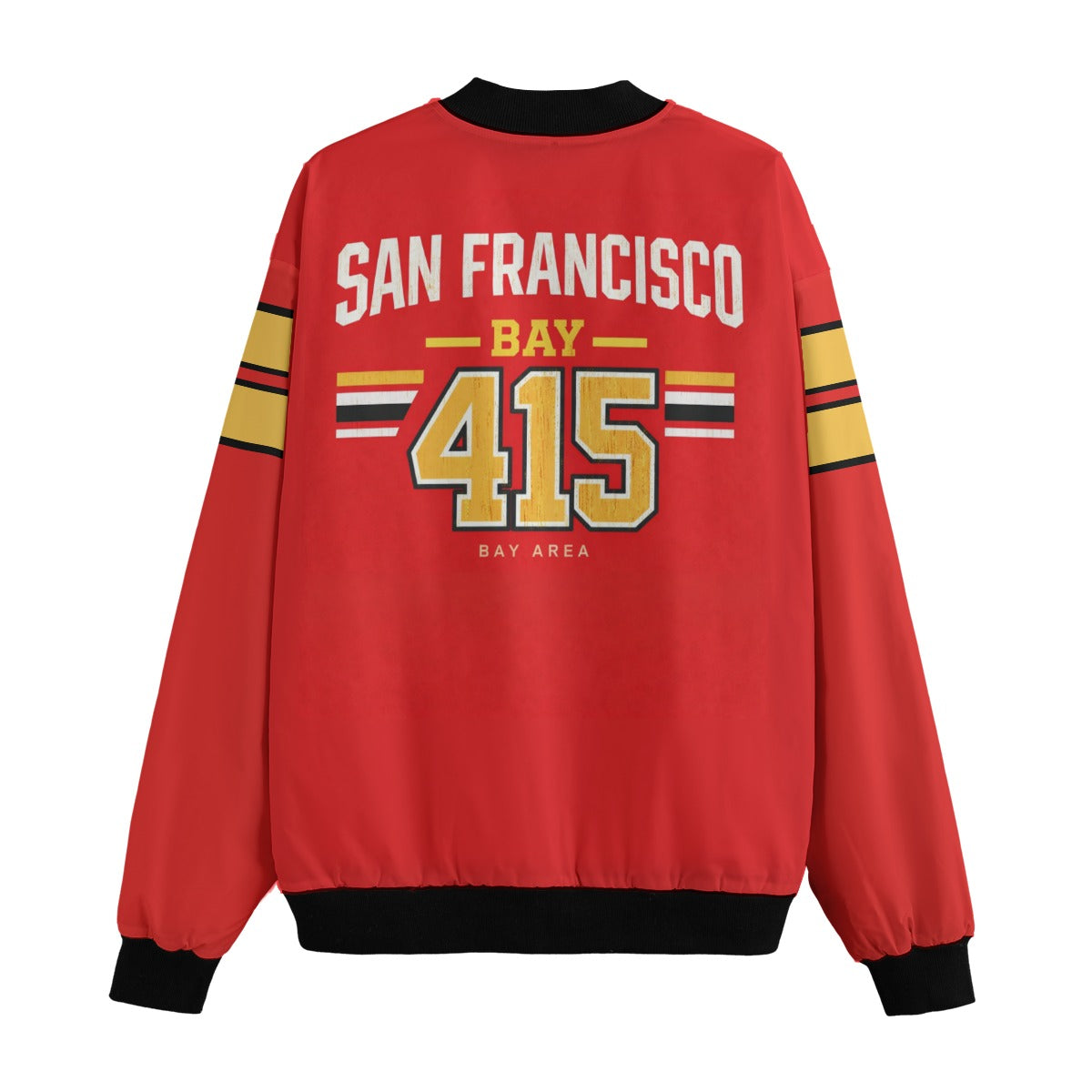 San Francisco Bay 415 Red Football Style Bomber Jacket – Game Day Urban Streetwear