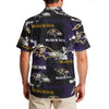 baltimore-ravens-mens-hawaiian-shirt-150gsm purple black football outfit detail
