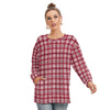 alabama crimson tide tartan plaid crimson white women's side split o-neck sweatshirt crimson white tartan plaid game day fashion