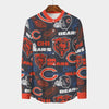 Chicago Bears Men's Stand Collar Shirt With Long Sleeve|110GSM Imitation Flax – lightweight game day shirt, nfl fan apparel, image 881