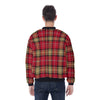 White Smoke San Francisco Football Plaid bomber Men's Jacket Red and Gold Tartan Streetwear Game Day Layer
