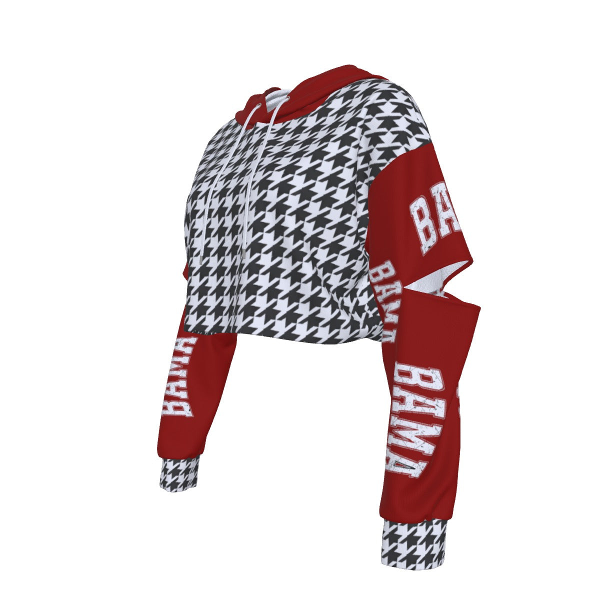 White Smoke Alabama Football Women's Heavy Fleece Hoodie With Hollow Out Sleeve