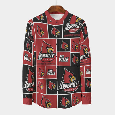 Louisville Cardinals Stand Collar Shirt With Long Sleeve|110GSM Imitation Flax varsity sportswear product image 1.0