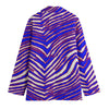 White Smoke Buffalo-Inspired Retro Game Day Women’s Blazer | 245GSM Cotton  Zebra blue, red, and white tones