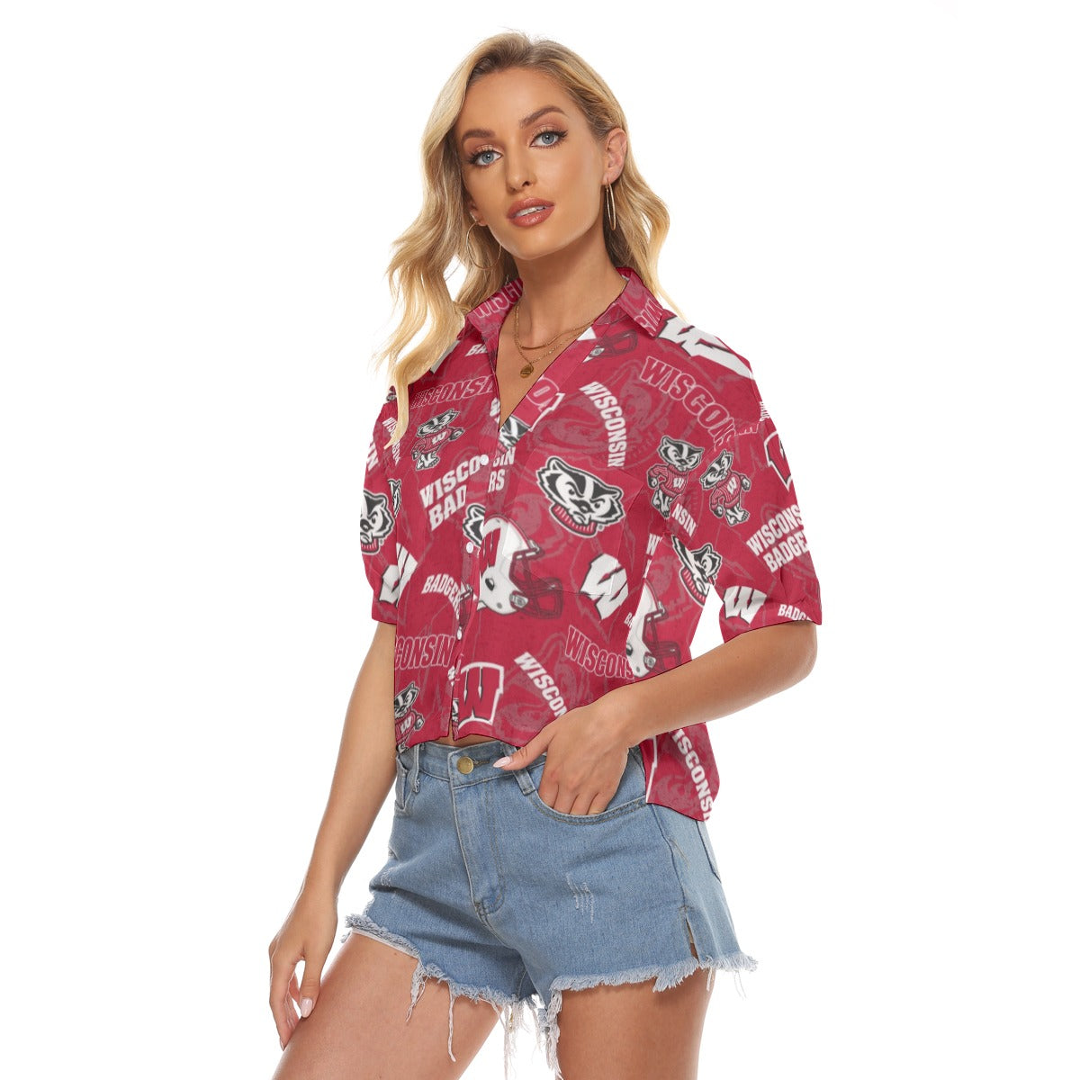 Wisconsin Madison Badgers Women's V-neck Shirts - Badgers football tee varsity sportswear product image 3.0