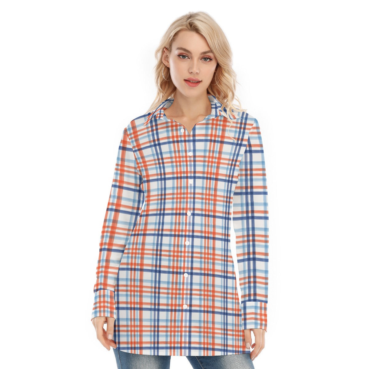 florida gators tartan plaid blue orange  women tartan plaid game day shirt