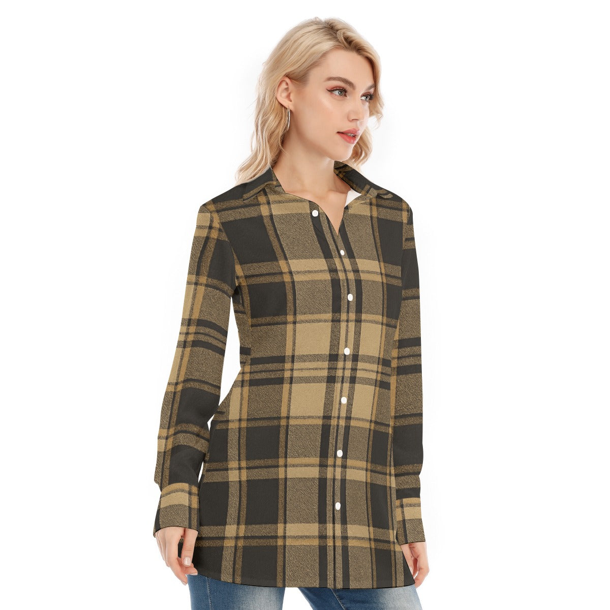 central florida knights tartan plaid black gold  women tartan plaid game day shirt
