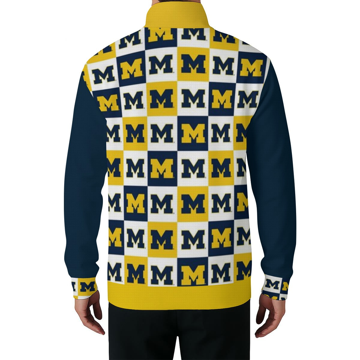 White Smoke Michigan - Wolverines Men’s Casual Pullover Shirt With Half Zipper