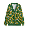 Green Bay football zebra Unisex V-neck Knitted Fleece Cardigan With Button Closure – sportswear style, football shirt, image 1.0