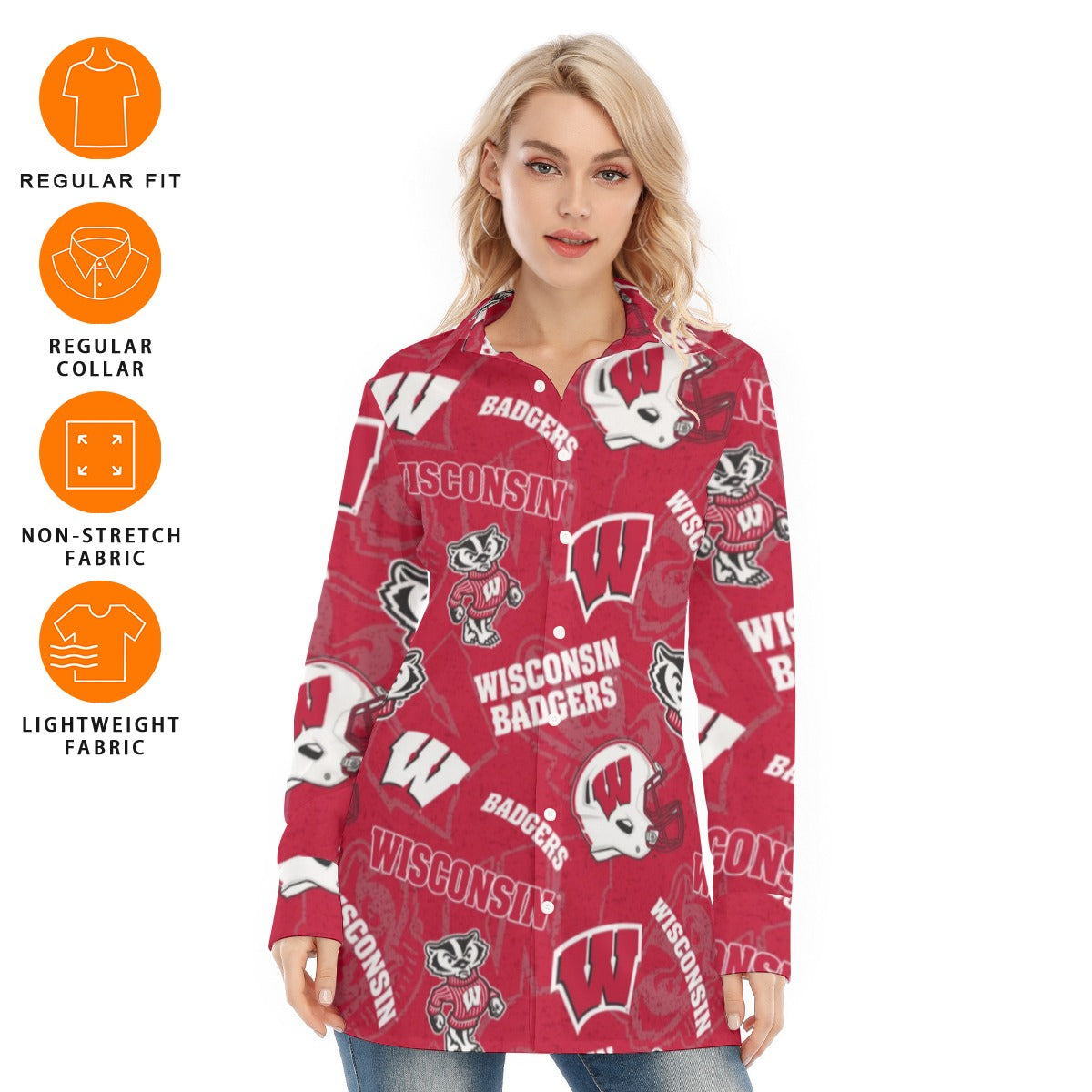 Wisconsin Madison Badgers Women's Long Shirt - Badgers football tee varsity sportswear product image 6.0