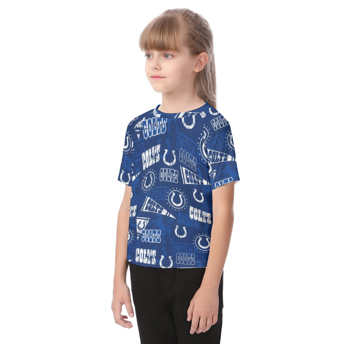 indianapolis-colts-kids-t-shirt blue white football outfit fabric close-up