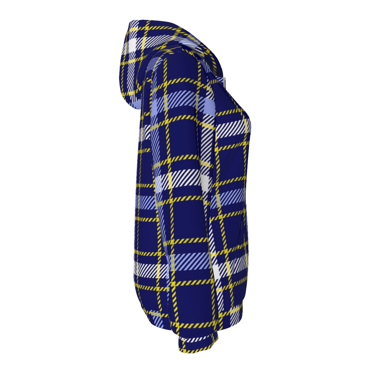 White Smoke Michigan Tartan Plaid Women’s Borg Fleece Hoodie With Half Zip – Maize and Blue Sherpa Ga