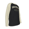 Dark Slate Gray San Antonio Texas Alamo City Black and Cream Long Sleeve Shirt Men Varsity Raglan Tee