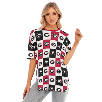 Georgia - Bulldogs Women's Short Sleeves T-shirt With Hem Split White varsity sports apparel