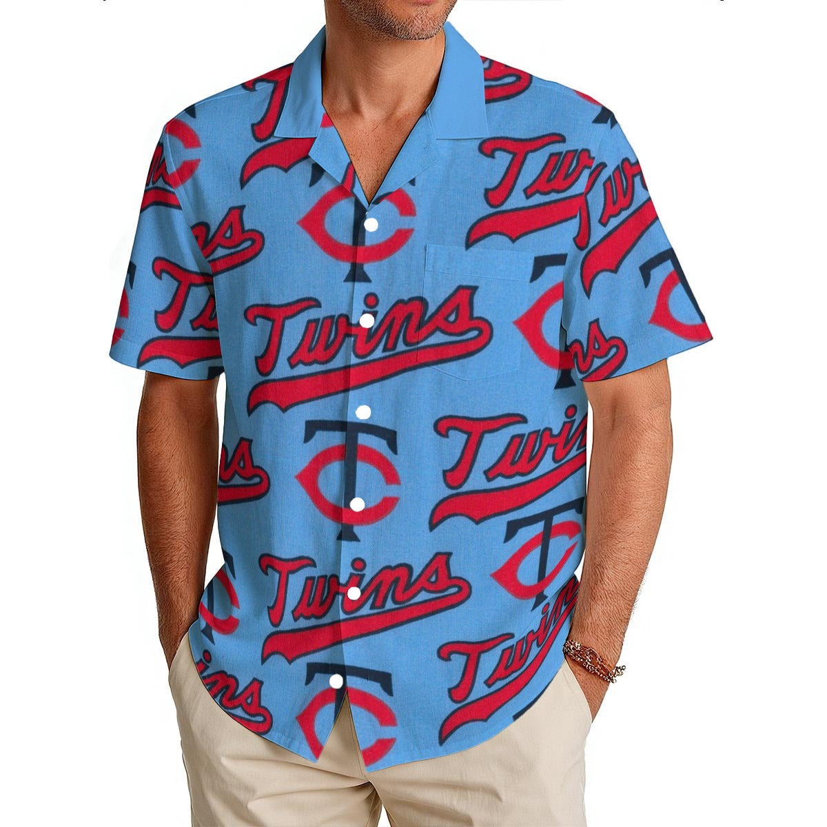 Minnesota Twins Men's Hawaiian Shirt|150GSM minnesota twins baseball fan apparel game day outfit