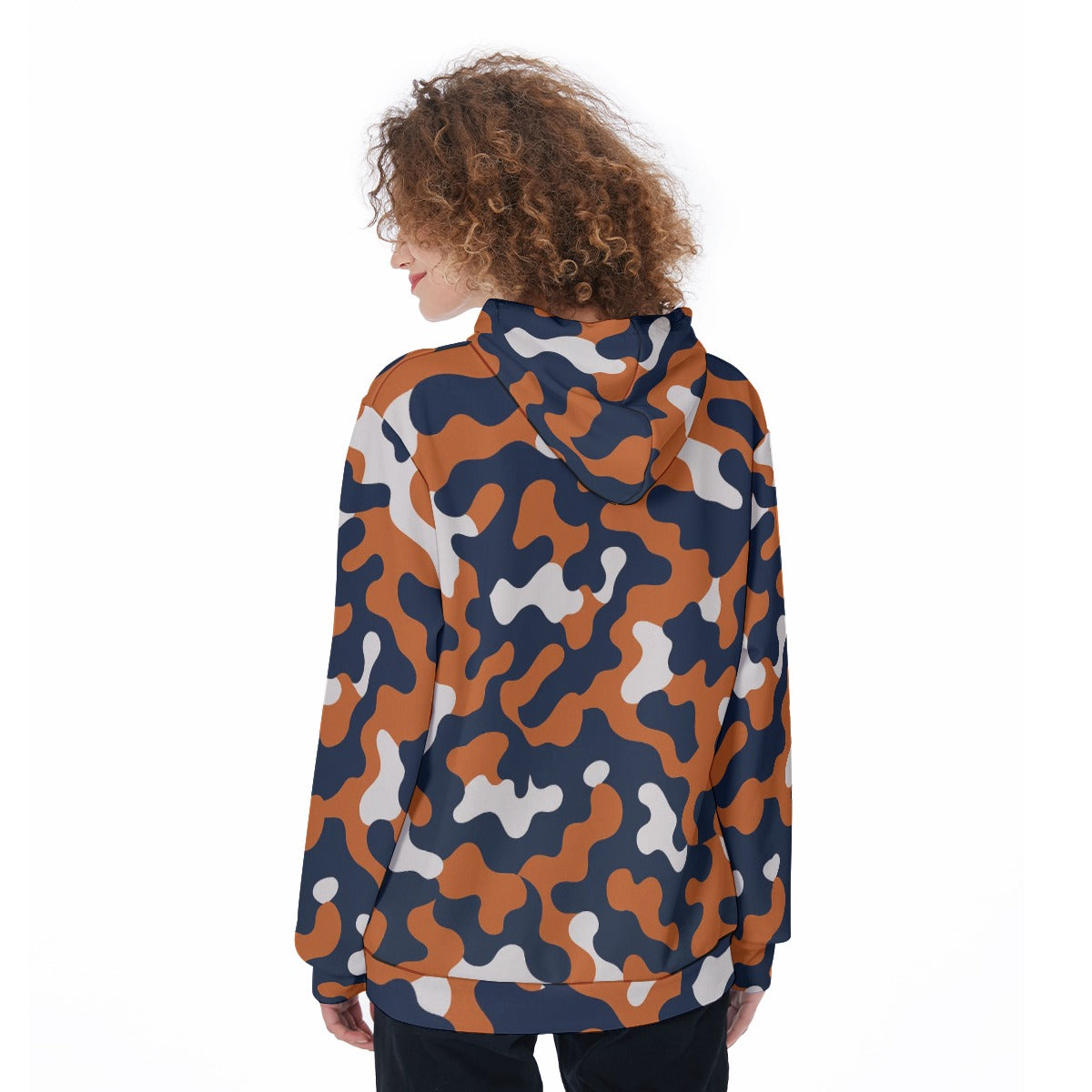 White Smoke Chicago Football Camo Hoodie – Navy Orange Game Day Streetwear Sweatshirt