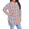 florida gators tartan plaid blue orange women's shirt with long sleeve(plus size) women tartan plaid game day shirt