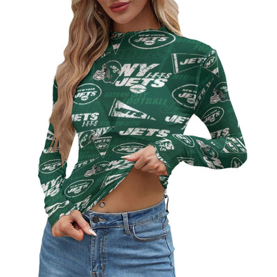 New York Jets  Women's Mesh T-shirt green white football outfit back view