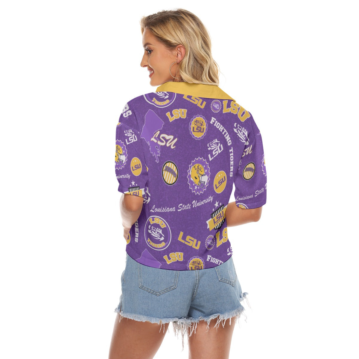 Louisiana Tigers Women's V-neck Shirts - Baton Rouge football tee varsity sportswear product image 4.0