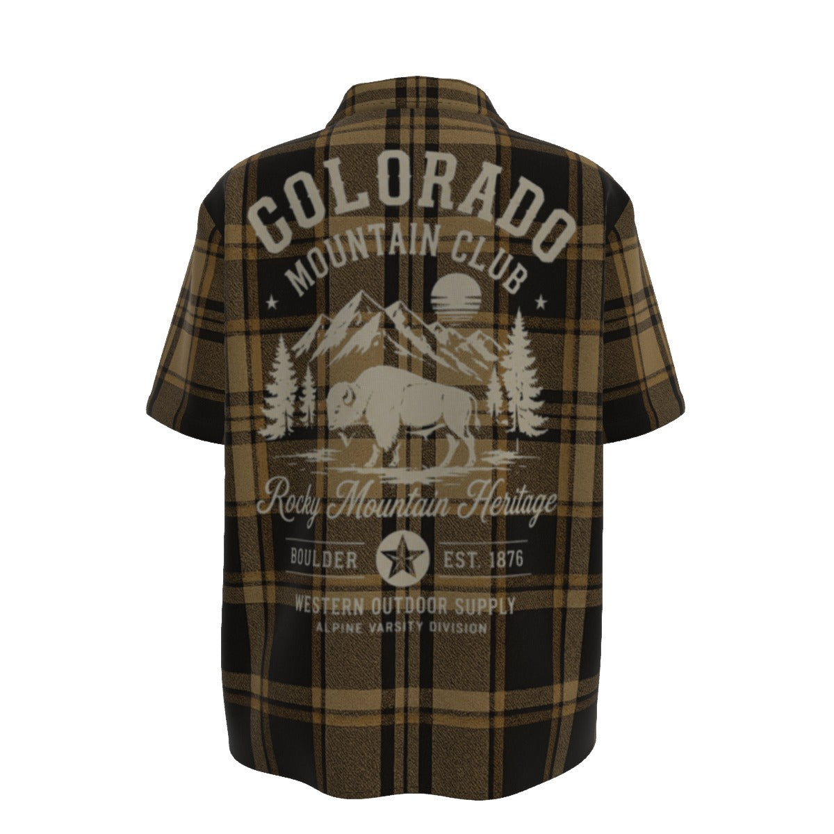 Colorado Mountain Club Plaid Button Up Shirt – Rocky Mountain Heritage Outdoor Shirt streetwear fashion product image 4