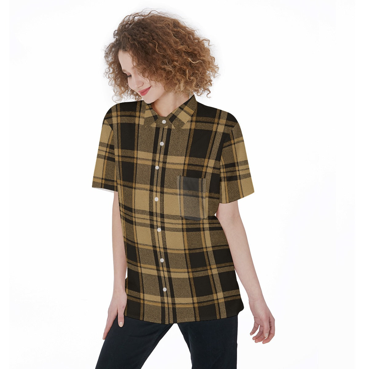 central florida knights tartan plaid black gold  women tartan plaid game day shirt