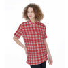 georgia bulldogs tartan plaid oversized button up women shirt women's short sleeve shirt with pocket women tartan plaid game day fashion
