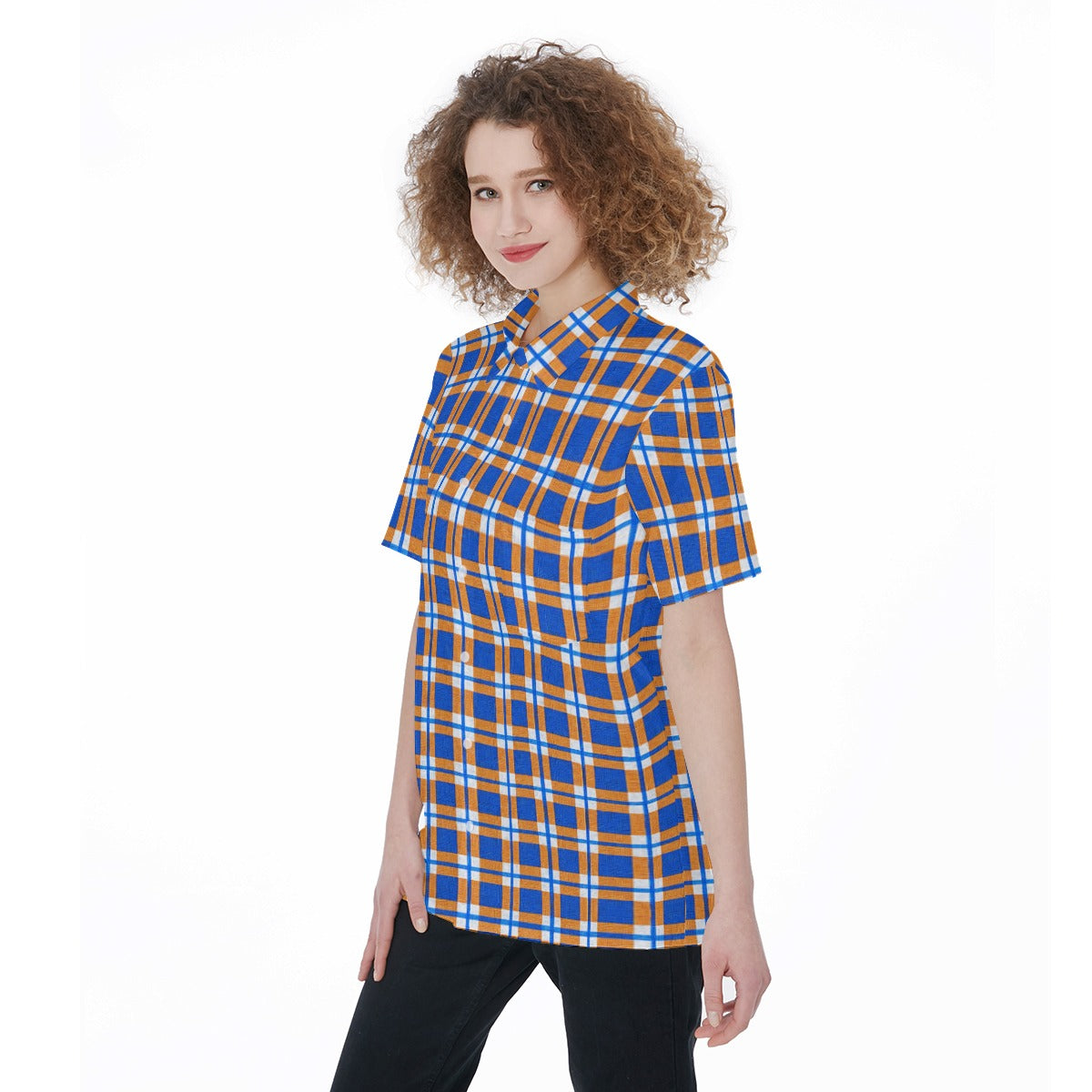 florida gators tartan plaid blue orange  women tartan plaid game day shirt