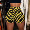 Black Pittsburgh Football Yellow Black Zebra Women’s High-Stretch Shorts