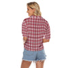 White Smoke Alabama State Tartan Plaid Women V-Neck Shirt – Southern College Style Top