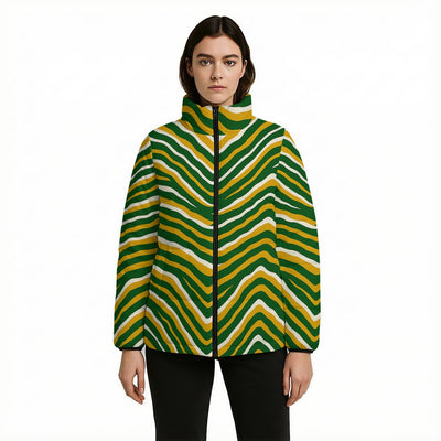 Green Bay football yellow green zebra Warm Quilted Polyester Jacket – football shirt, breathable comfort wear, image 1.0