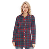 Arizona Wildcats Tartan Plaid Navy Red Women's Long Shirt
